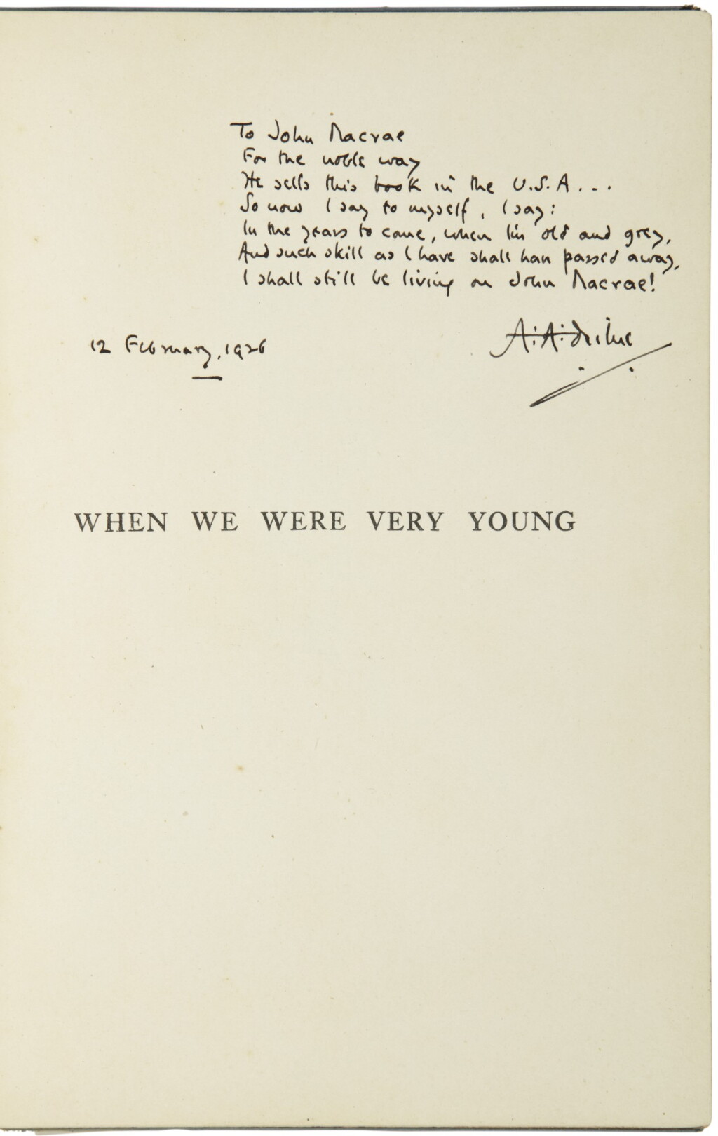 View full screen - View 1 of Lot 162. MILNE, A.A. | When We Were Very Young. London, Methuen, (1925, tenth edition) .