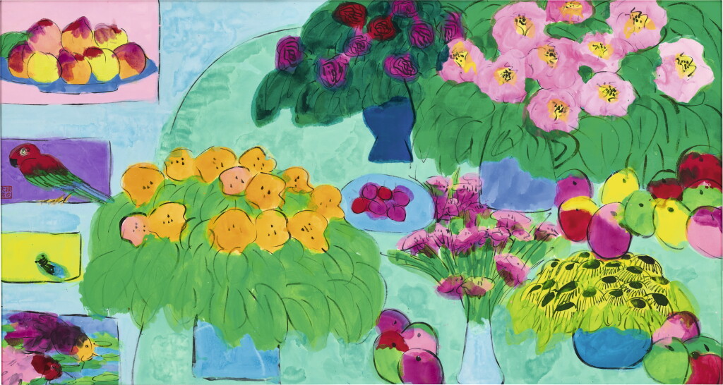 View full screen - View 1 of Lot 715. WALASSE TING 丁雄泉 | SWEET FRAGRANCE OF FISH, BIRDS, FLOWER & FRUITS 魚鳥花果之芬芳.