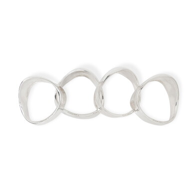 View full screen - View 1 of Lot 626. Frances Patiky Stein's Collection: Lot of Four Silver Bracelets, Circa 2000.