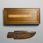 A brown jade blade, ge, Shang dynasty | 商 褐玉有闌戈