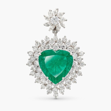 View full screen - View 1 of Lot 1336. Emerald and Diamond Pendant | 11.28克拉 「哥倫比亞」祖母綠 配 鑽石 掛墜.
