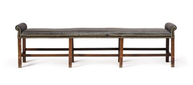 View full screen - View 1 of Lot 83. A George III mahogany three-seat bench, circa 1800.