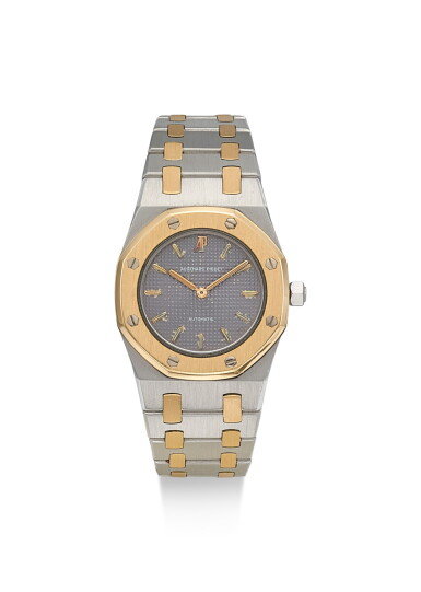 View full screen - View 1 of Lot 8064. AUDEMARS PIGUET | ROYAL OAK, A STAINLESS STEEL AND YELLOW GOLD BRACELET WATCH, CIRCA 1980.