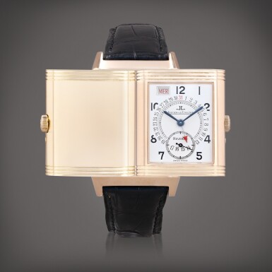 View full screen - View 1 of Lot 462. Reverso Day-Date, reference 270.2.36 Montre bracelet reversible en or rose avec jour et date | Pink gold reversible wristwatch with day and date Vers 2001 | Circa 2001.