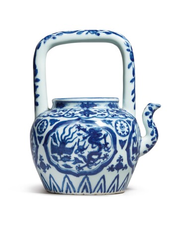 View full screen - View 1 of Lot 531. A blue and white 'dragon and phoenix' ewer, Wanli mark and period.