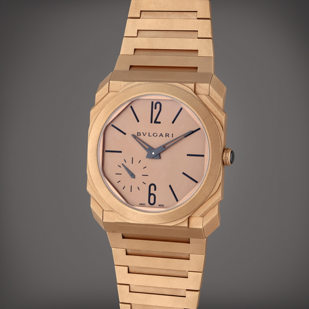 View full screen - View 1 of Lot 122. Reference BGO 40 G XT Octo Finissimo | A pink gold automatic wristwatch with bracelet, Circa 2022.