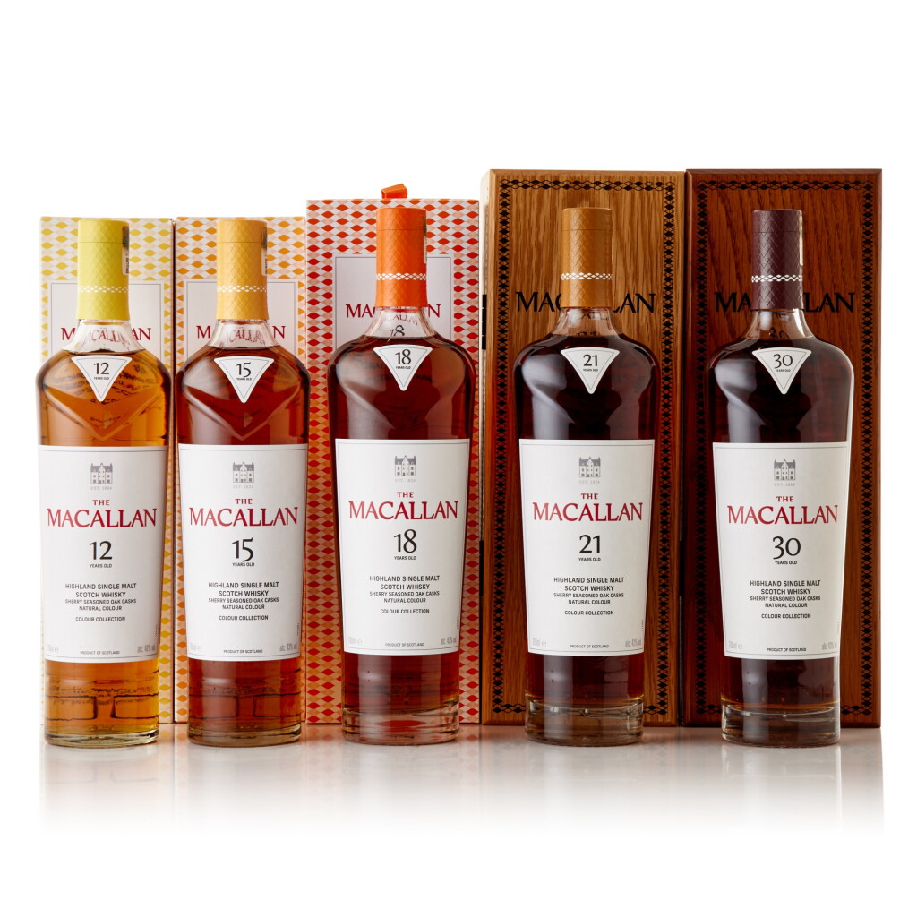 View full screen - View 1 of Lot 222. The Macallan Colour Cask Collection Set NV (5 BT70).