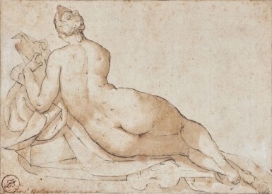 View full screen - View 1 of Lot 102. A reclining female nude, seen from behind.