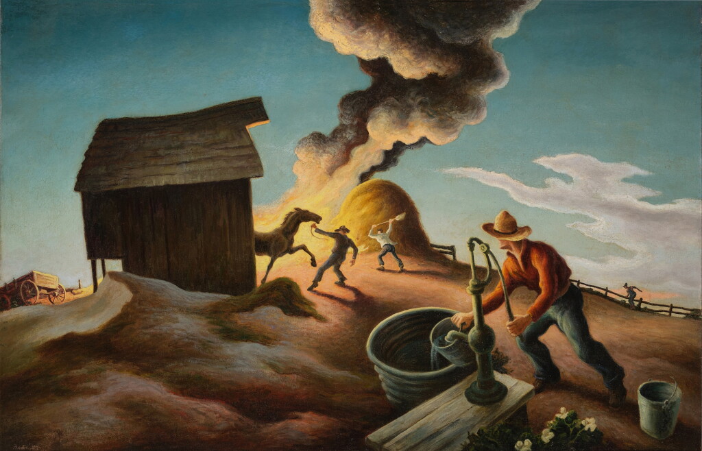View full screen - View 1 of Lot 114. Fire in the Barnyard.