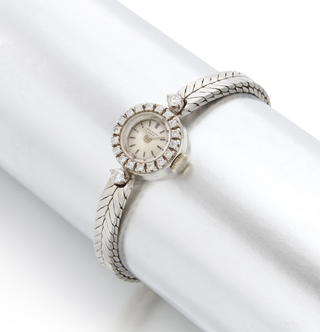 View full screen - View 1 of Lot 95. Ref. 3267/10 | White gold and diamond-set bracelet watch | Circa 1960.