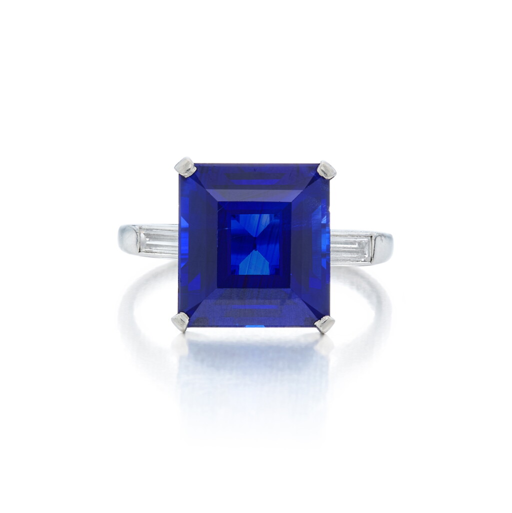 View full screen - View 1 of Lot 41. Fine Sapphire and Diamond Ring.