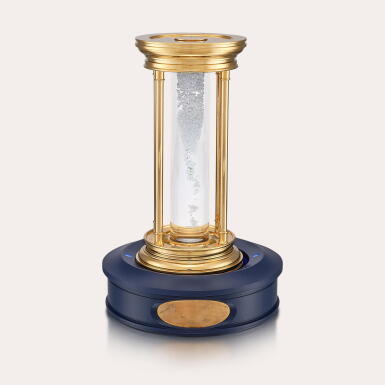 View full screen - View 1 of Lot 2101. A limited edition gilt brass hourglass with floating diamonds, Circa 2000.