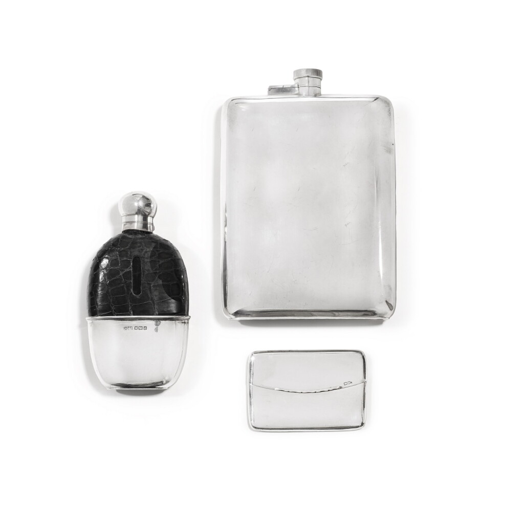 View full screen - View 1 of Lot 115. Two silver flasks.