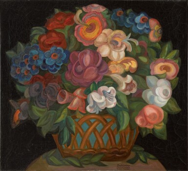 View full screen - View 1 of Lot 22. Fleurs sur fond noir.