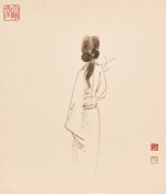 張大千 持梅仕女 | Zhang Daqian, Lady with plum blossom