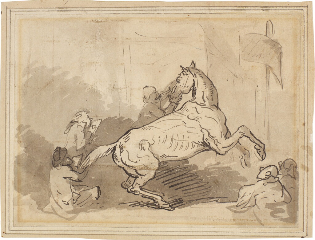 View full screen - View 1 of Lot 181. Artists trying to sketch a rearing horse.