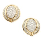 PAIR OF GOLD AND DIAMOND 'CAGED' EARCLIPS, VERDURA