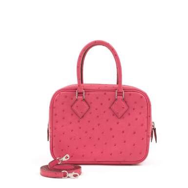 View full screen - View 1 of Lot 43. Fuchsia Ostrich Mini Plume ll Palladium Hardware, 2018.