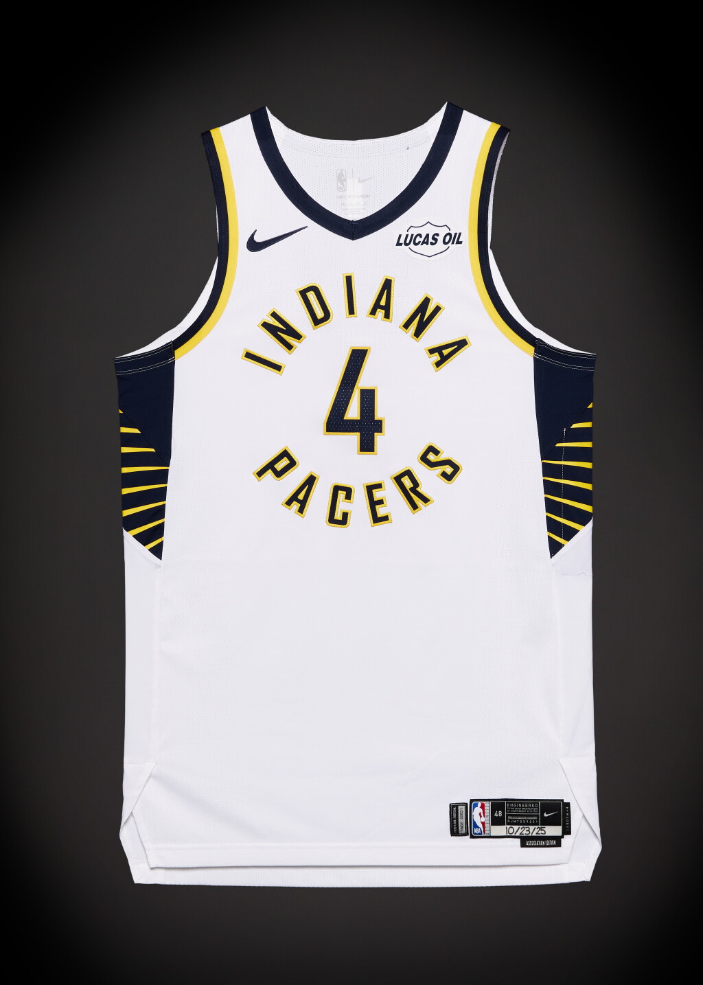 View full screen - View 1 of Lot 44. Taelon Peter ‘Rookie Debut’ Indiana Pacers 2025-2026 NBA Tip-Off Game Worn Association Edition Jersey.