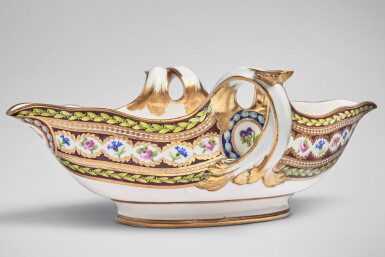View full screen - View 1 of Lot 618. A Sèvres Porcelain Sauceboat (Saucière) from the Service given by Louis XVI to King Gustav III of Sweden, circa 1784.