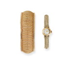 MONTRE BRACELET DE DAME OR, ET UN BRACELET OR, BREITLING | LADY'S GOLD WRISTWATCH AND A GOLD BRACELET, BREITLING