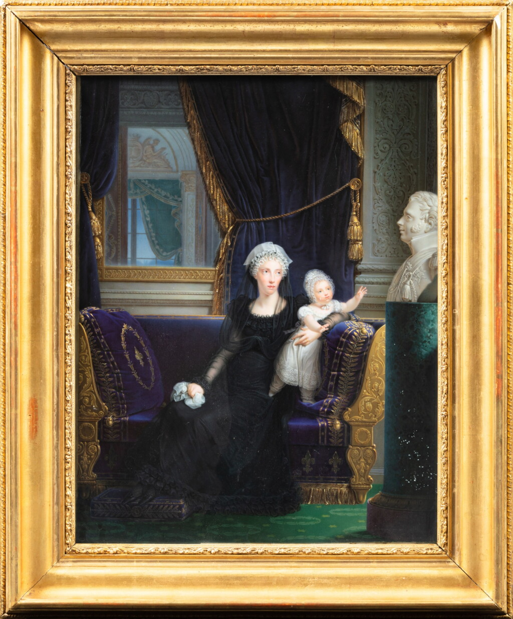 View full screen - View 1 of Lot 585. A Sèvres porcelain plaque representing the duchesse de Berry and her daughter Louise Marie Thérèse d'Artois, circa 1822, by Jean-Baptiste Zwinger et Madame Arsène Trouvé | Plaque de porcelaine de Sèvres représentant la duchesse de Berry et sa fille Louise Marie Thérèse d'Artois, vers 1822, par Jean-Baptiste Zwinger et Madame Arsène Trouvé.