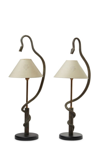 View full screen - View 1 of Lot 101. A PAIR OF FRENCH BRONZE SERPENTS, FIRST HALF 19TH CENTURY.