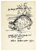 Kokoschka, Autograph drawing inscribed to Rudolf Steinboeck, 1973