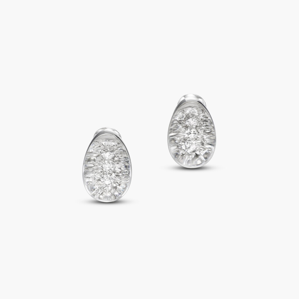 View full screen - View 1 of Lot 1468. Pair of Rock Crystal and Diamond Earrings | 卡地亞 | 白水晶 配 鑽石 耳環 一對.