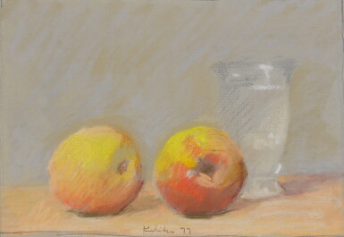View full screen - View 1 of Lot 209. Two Peaches and Glass.