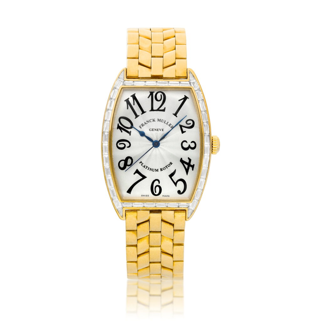 View full screen - View 1 of Lot 8861. Cintree Curvex, Reference 2852 SC BAG | A yellow gold and diamond-set wristwatch with bracelet, Circa 1999 | Cintree Curvex 型號2852 SC BAG | 黃金鑲鑽石鏈帶腕錶,約1999年製.