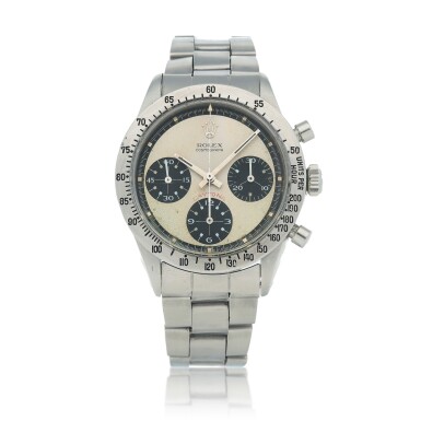 View full screen - View 1 of Lot 91. Reference 6262 ‘Paul Newman’ Daytona | A stainless steel chronograph wristwatch, Circa 1970 | 勞力士 6262 型號 ‘Paul Newman’ Daytona | 精鋼計時腕錶,約1970年製.
