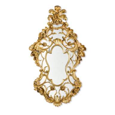 View full screen - View 1 of Lot 12. A Rococo style giltwood mirror, late 19th/early 20th century.