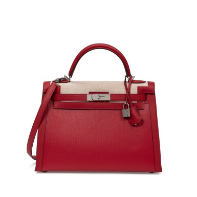 View full screen - View 1 of Lot 1059. Rouge Piment Swift and Toile Berline Kelly 32 Sellier Palladium Hardware, 2022.