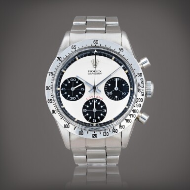 View full screen - View 1 of Lot 350. Daytona, 'Paul Newman' reference 6262 Montre bracelet chronographe en acier | Stainless steel chronograph wristwatch with bracelet Vers 1971 | Circa 1971.