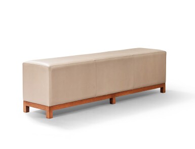 View full screen - View 1 of Lot 1168. Christian Liaigre A leather and tinted oak bench, unsigned | Christian Liaigre Banc en cuir et chêne, non signé.