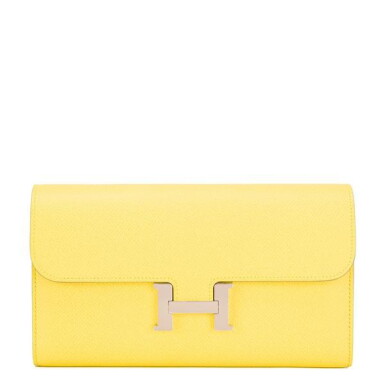 View full screen - View 1 of Lot 38. Hermès Soufre Epsom Constance Long Wallet.