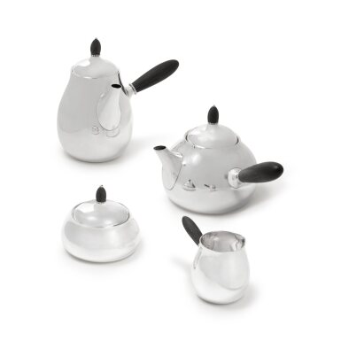 View full screen - View 1 of Lot 7. A Danish Silver Four-Piece Tea Set, No. 80A, Georg Jensen Silversmithy, Copenhagen, Circa 1945-77.