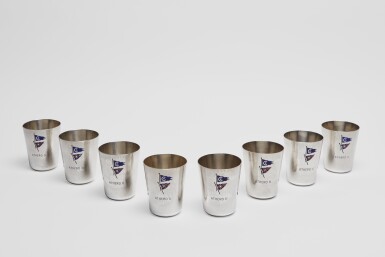 View full screen - View 1 of Lot 20. A SET OF EIGHT AMERICAN SILVER YACHTING CUPS | THE KALO SHOP, CHICAGO, IL | CIRCA 1926.