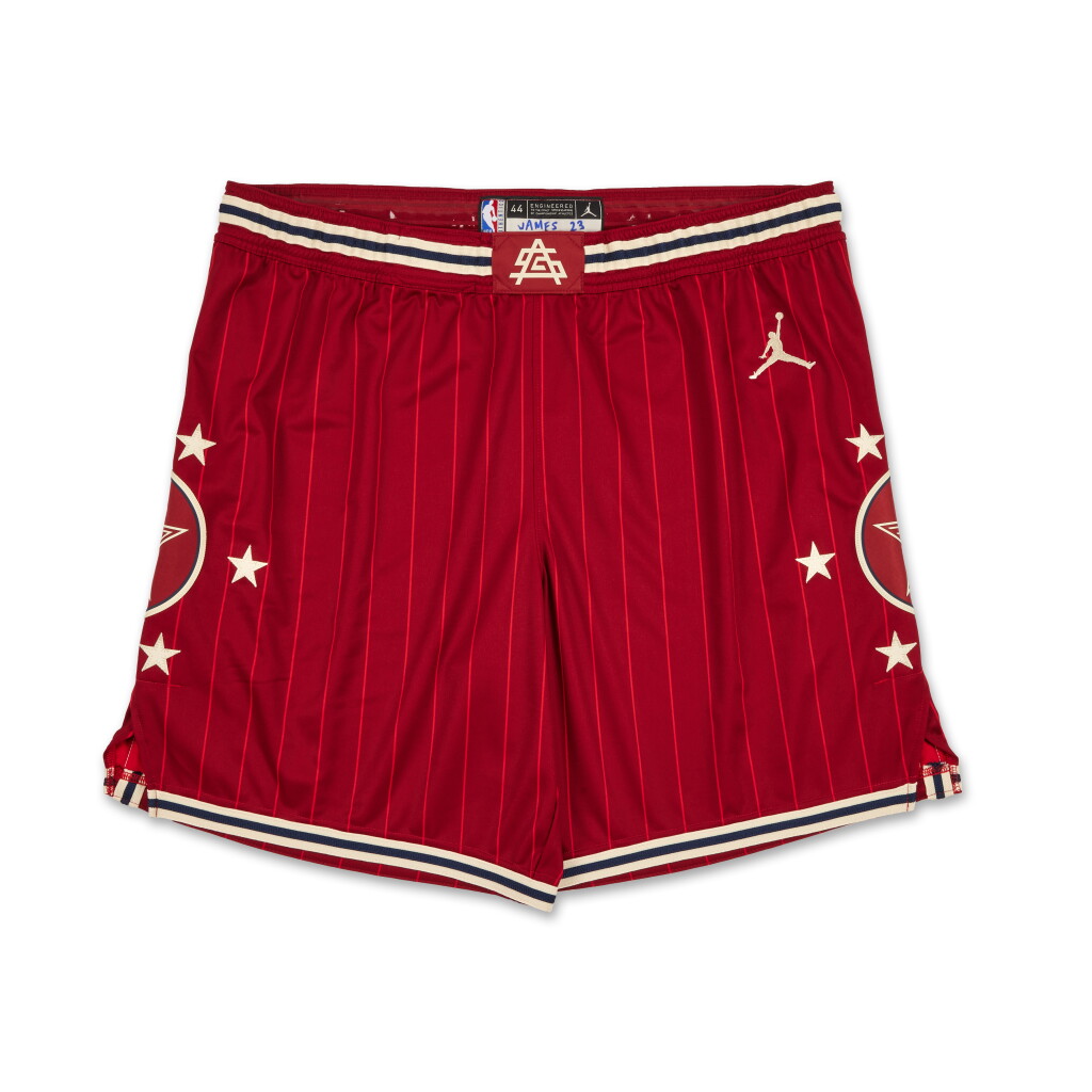 View full screen - View 1 of Lot 74. LeBron James Game Issued ‘NBA All-Star Game’ Shorts | Record-Breaking 20th All-Star Appearance.