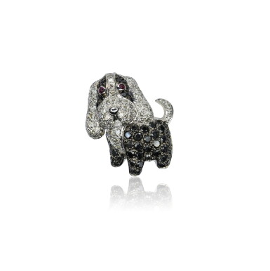 View full screen - View 1 of Lot 53. Diamond and ruby brooch, Michele della Valle.