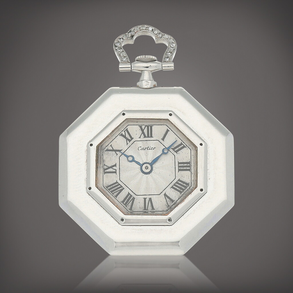 View full screen - View 1 of Lot 548. A platinum and diamond-set watch | Circa 1920.