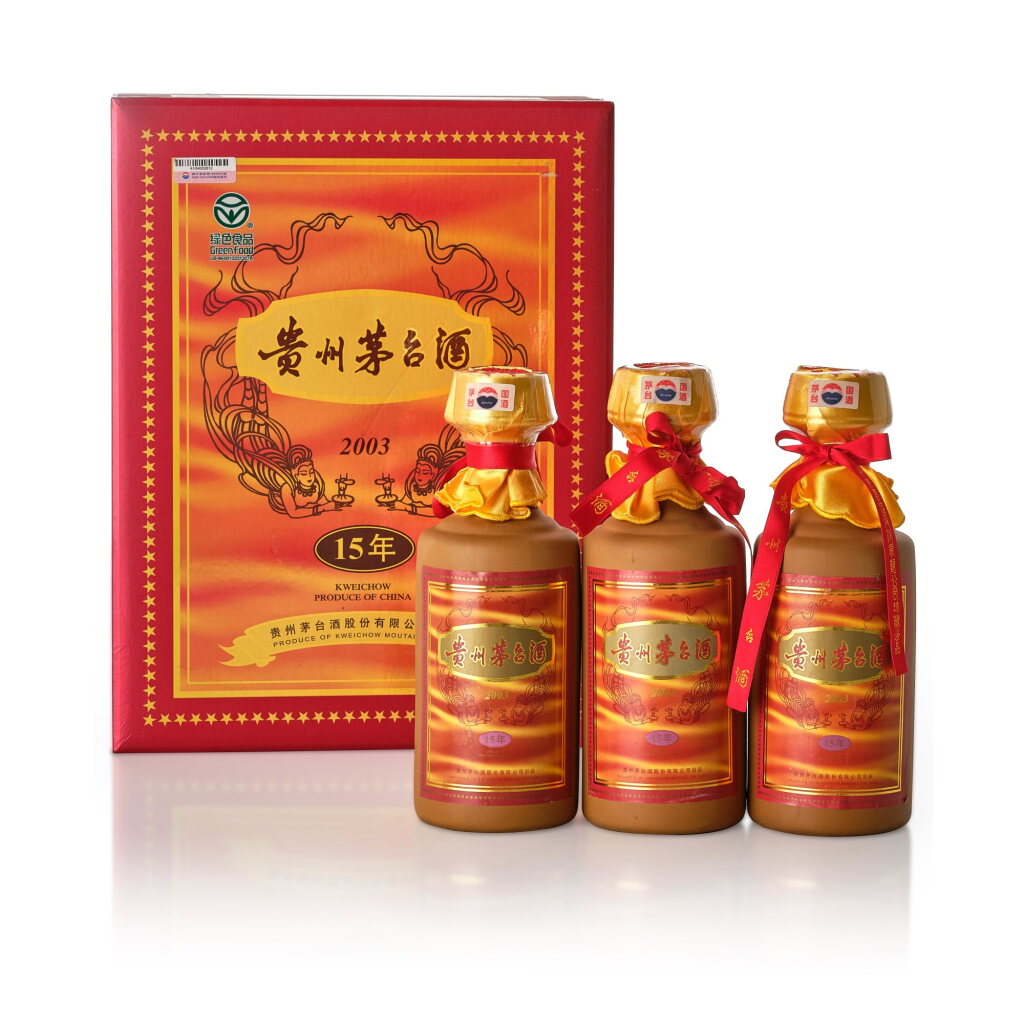 View full screen - View 1 of Lot 7176. 2003年產15年貴州茅台酒 Kweichow Moutai Aged 15 Years 2003 (3 BT50).
