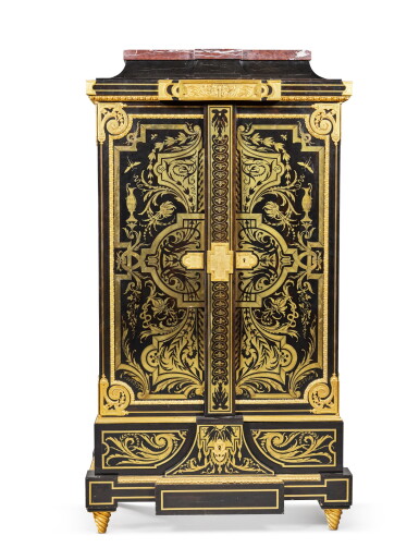 View full screen - View 1 of Lot 31. A LOUIS XIV STYLE GILT-BRONZE MOUNTED, EBONY AND BRASS BOULLE MARQUETRY SMALL ARMOIRE, BY JOSEPH CREMER, CIRCA 1860.