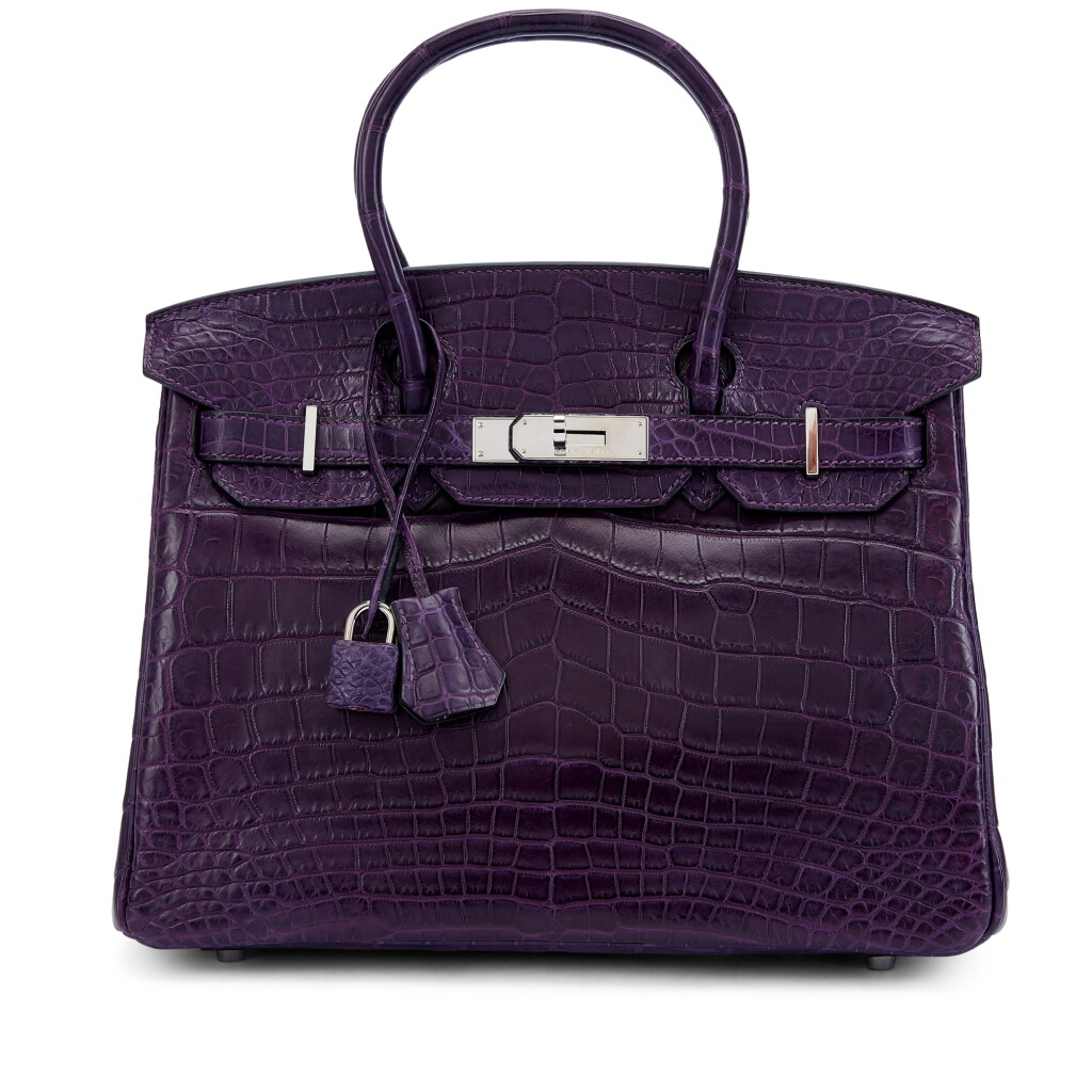 Voir en plein écran - Voir 1 du lot 6092. Violet Matte Niloticus Crocodile Birkin 30 Palladium Hardware, 2010.