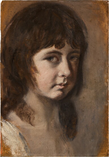 View full screen - View 1 of Lot 103. Study of a girl, bust-length, wearing a white dress.