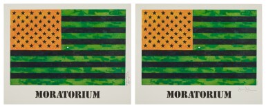 View full screen - View 1 of Lot 48. Flag (Moratorium) Poster: Two Examples.