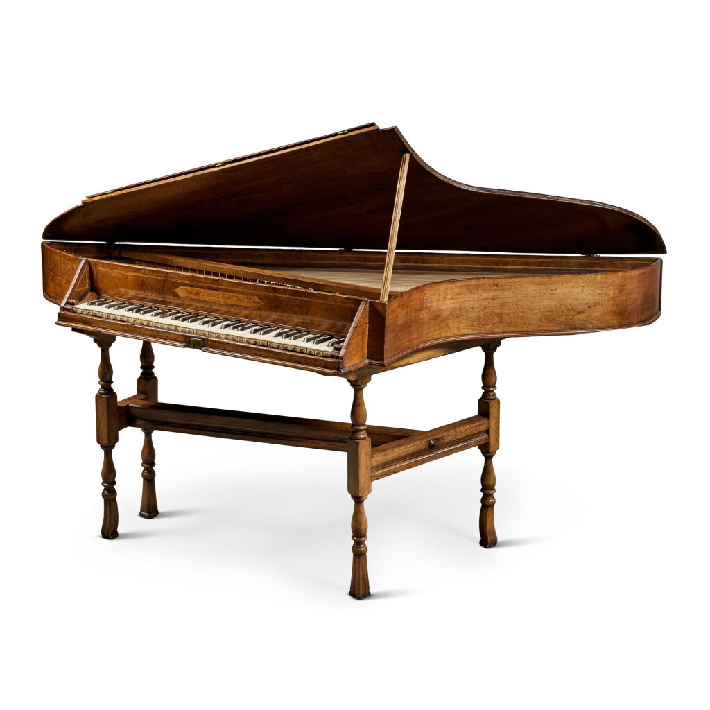View full screen - View 1 of Lot 206. A George I Walnut Bentside Spinet, by Thomas Hitchcock the Younger, London, First Quarter 18th Century.