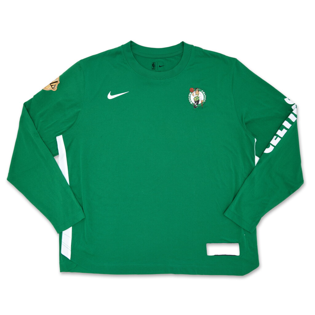 View full screen - View 1 of Lot 25. Svi Mykhailiuk Boston Celtics 2024 NBA Finals Game Issued Long Sleeve Shooting Shirt.