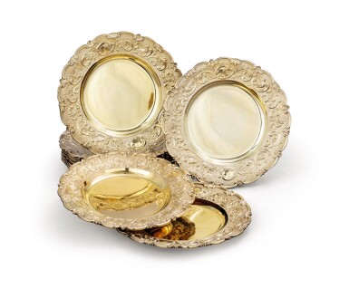 View full screen - View 1 of Lot 23. Twelve Edward VII silver-gilt plates, Charles Stuart Harris, London, 1902 and 1909,.